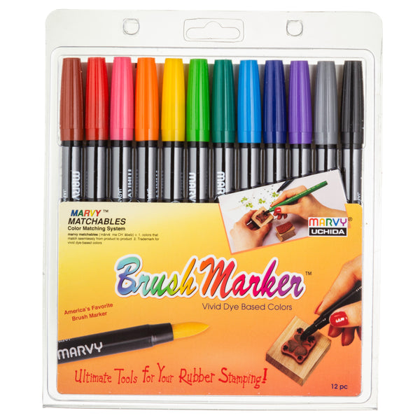 BRUSH MARKER - 12 PIECE PRIMARY SET A BRUSH MARKER - 12 PIECE PRIMARY SET A