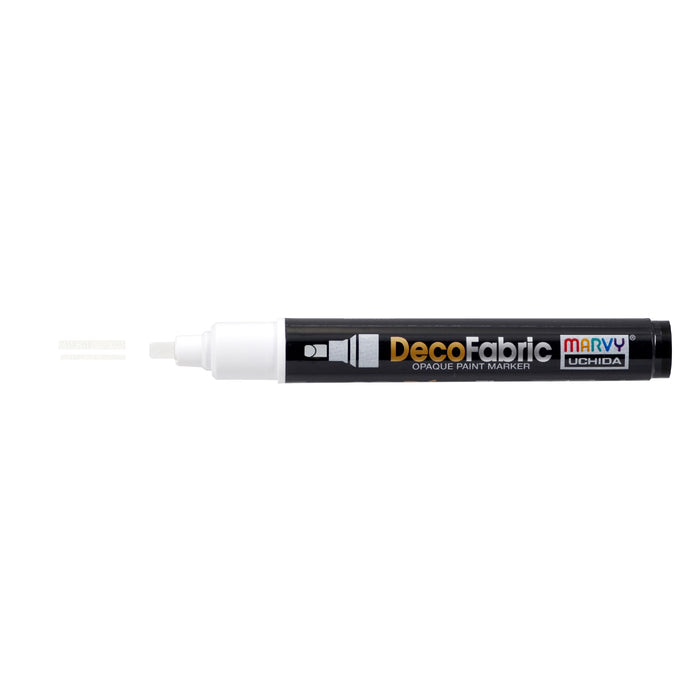 Decofabric marker white with cap off and color line at tip