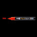 Decofabric marker red with cap off and color lines at tip with black background