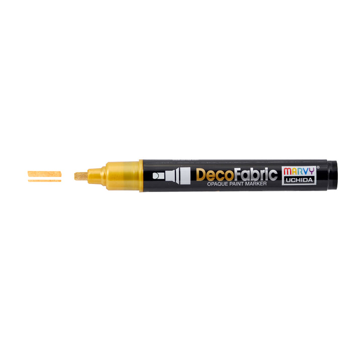 Decofabric  gold marker with cap off and color lines at tip