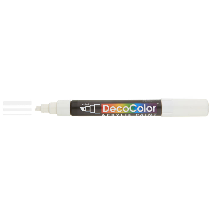 Shoe decor decocolor acrylic white with three line marks next to tip.