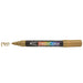Shoe decor decocolor acrylic gold with squiggle mark next to tip.
