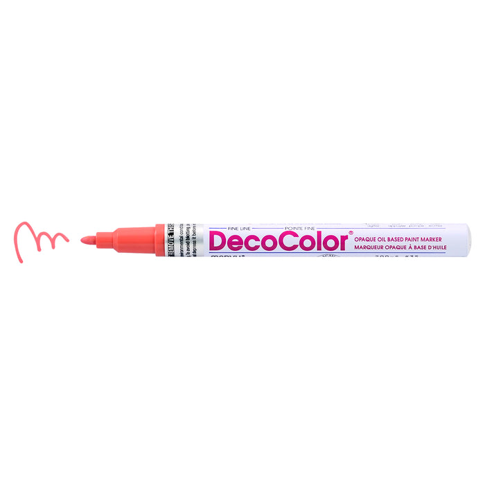 DECOCOLOR® PAINT MARKER FINE coral pink with color squiggle at the tip