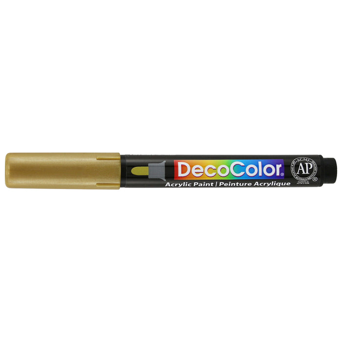 Decocolor acrylic fine tip marker gold with cap on