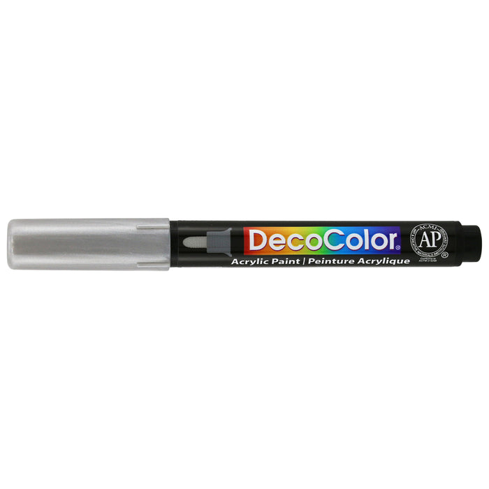Decocolor acrylic fine tip marker silver with cap on