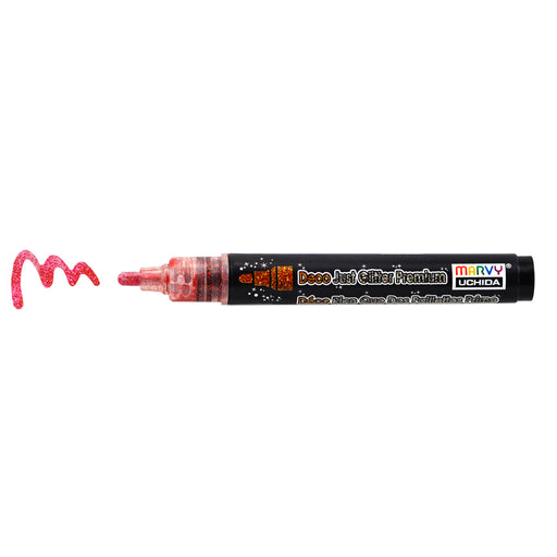 Deco Just Glitter Premium glitter red with cap off and color squiggle at tip