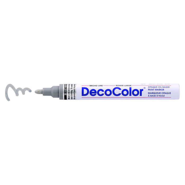  DECOCOLOR Decocolor broad marker in grey with cap off and a color squiggle at tip