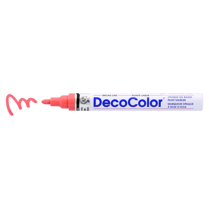 DECOCOLOR® PAINT MARKER BROAD coral pink with color squiggle at the tip