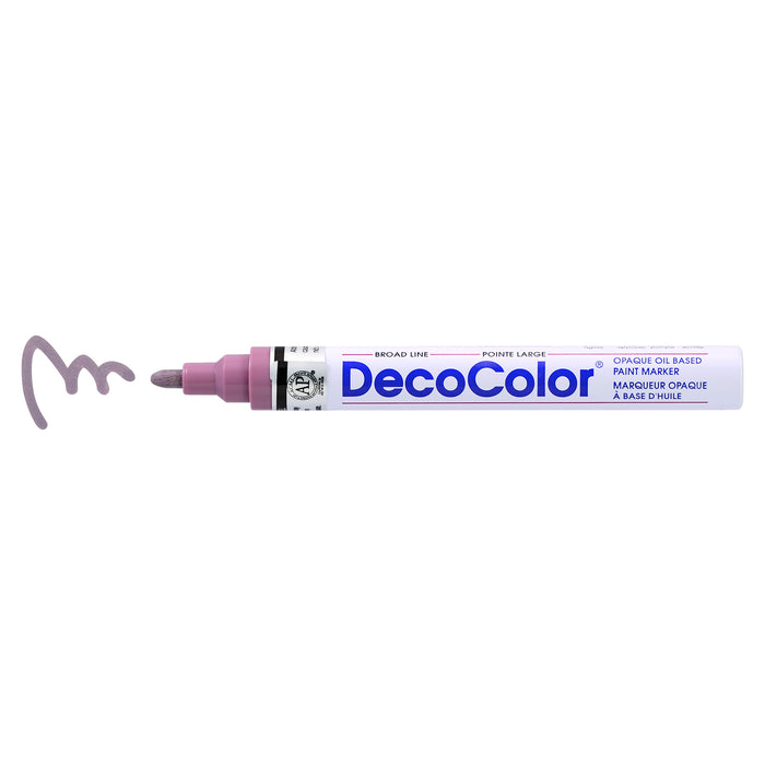 Decocolor broad marker in pale maude with cap off and a color squiggle at tip