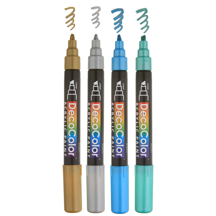 DECOCOLOR ACRYLIC gold, silver, metallic blue, and metallic green