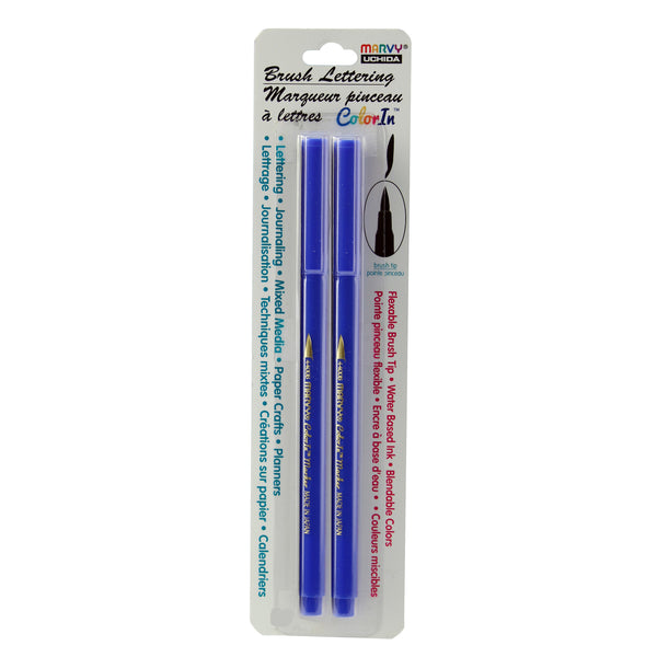 BRUSH LETTERING MARKERS 2 PIECE SET  - BLUE