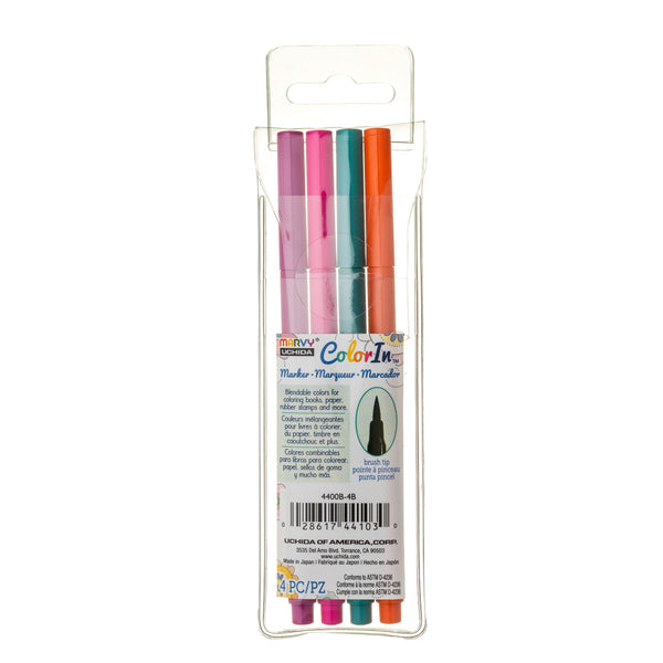 COLOR IN BRUSH MARKER - BRIGHT 4 PC SET