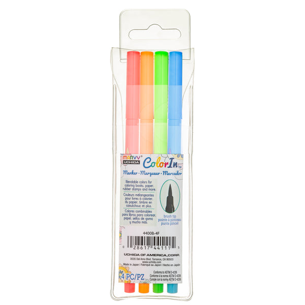 COLOR IN BRUSH MARKER - NEON 4 PC SET