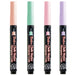 Marvy Uchida Bistro chalk marker extra fine four piece set capped. Colors include pastel peach, peppermint, blush pink, and pale violet.